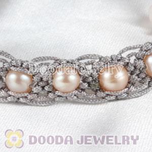 Wholesale Fashion Hand Knitted Adjustable Bracelet with Nature Freshwater Pearl