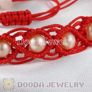 handmade Inspired Hand Knitted Adjustable Bracelet with Nature Freshwater Pearl