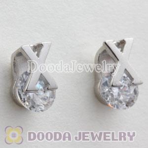 Sterling Silver Letter X CZ Stud Earrings
