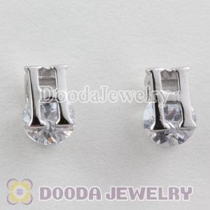 Sterling Silver Letter H CZ Stud Earrings