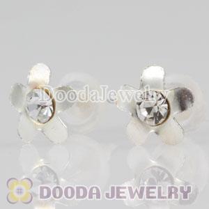 Sterling Silver Fashion Flower with CZ Stud Earrings