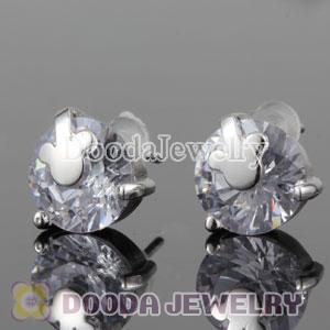 Sterling Silver Mickey Head CZ Stud Earrings