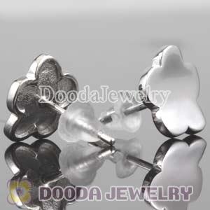 Sterling Silver Fashion Heart and Flower Stud Earrings