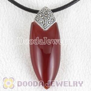 Thai Sterling Silver Marcasite Pendant inlay Red Agate