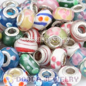 Mix 50 Pcs Different Styles Alloy Core Murano Glass Beads European Compatible