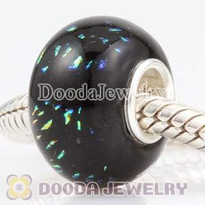 Dichroic Foil Glass Beads European Compatible 925 Silver Single Core
