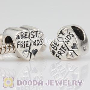 925 Sterling Silver BEST FRIENDS Heart Bead European Compatible