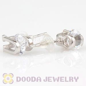 Sterling Silver Letter U CZ Stud Earrings