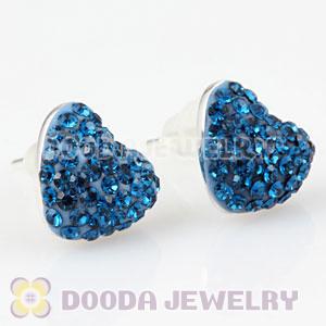Sterling Silver Austrian crystal Heart Stud Earrings