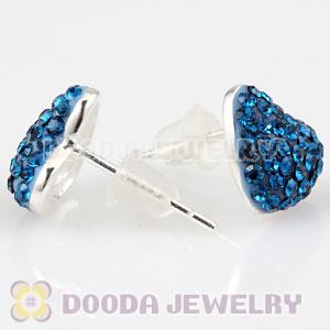 Sterling Silver Austrian crystal Heart Stud Earrings