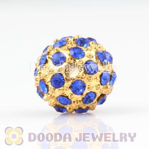 10mm handmade Gold Plated Alloy Beads with Blue Crystal Wholesale