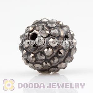 10mm handmade Black Alloy Beads with Crystal Wholesale