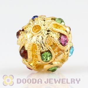 12mm handmade Gold Plated Alloy Beads with Crystal Wholesale