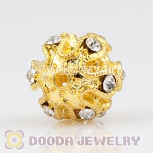 12mm handmade Gold Plated Alloy Beads with Crystal Wholesale