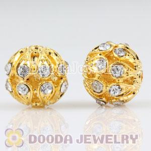 14mm handmade Gold Plated Alloy Beads with Crystal Wholesale