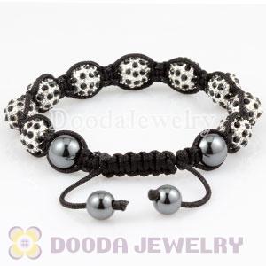 handmade Style TresorBeads Black Crystal Ball Bead Bracelets with Hematite