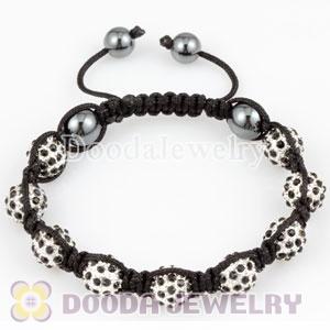 handmade Style TresorBeads  Black Crystal Ball Bead Bracelets with Hematite