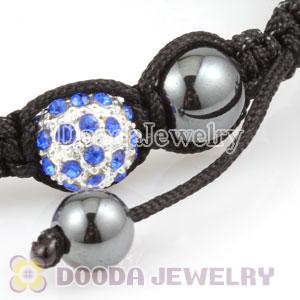 handmade Style TresorBeads Blue Crystal Ball Bead Bracelets with Hematite