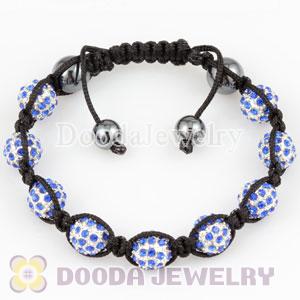 handmade Style TresorBeads Blue Crystal Ball Bead Bracelets with Hematite