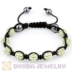 handmade Style TresorBeads Green Crystal Ball Bead Bracelets with Hematite