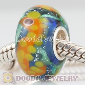 Dinosaur glass beads in 925 silver core European compatible