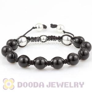 Silver Ball Beads and Black Agates handmade Inspired Bracelet