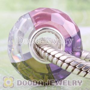 Colorful Faceted zirconia stone beads in 925 silver single core European Compatible