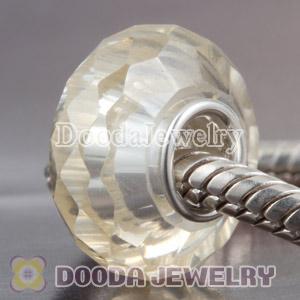 Faceted zirconia stone beads in 925 silver single core European Compatible