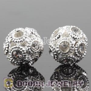 13mm handmade Silver Plated Alloy Beads with Crystal Wholesale