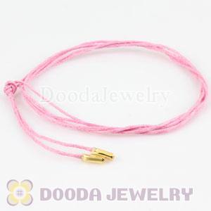 Pink Poly Cord with Gold Plated Silver Ends European Compatible