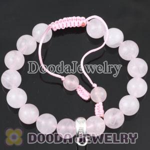 handmade Style Tscharm Jewelry Charm Bracelet Pink Agate and Sterling Silver Beads