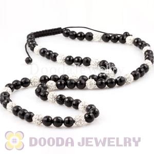 Wholesale handmade Jewelry Necklaces with Faceted Black and Crystal Disco Beads