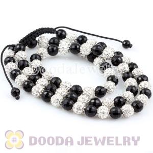 handmade Necklace Wholesale with Faceted Black and Crystal Disco Beads