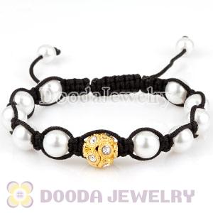 Wholesale handmade Inspired Bead Bracelets with ABS Pearl and Gold Crystal Beads
