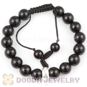 handmade Style Tscharm Jewelry Charm Bracelet Black Agate and Sterling Silver Beads