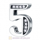 Number 5 Charm with CZ Stone