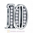 Number 10 Charm with CZ Stone
