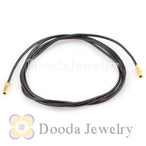 Black Leather Bracelets with 925 Silver Ends with 925 Stamped