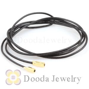 Black Leather Bracelets with 925 Silver Ends with 925 Stamped