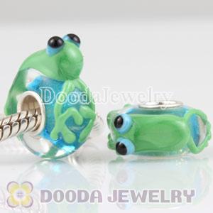 Frog glass beads in 925 silver core European compatible