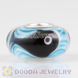 Dolphin glass beads in 925 silver core European compatible