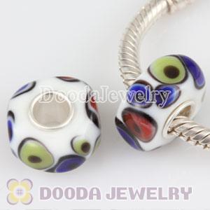 Charm square glass beads in 925 silver core European compatible