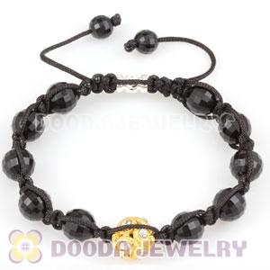 Wholesale handmade Bracelets with golden crystal and Faceted Black ABS plastic Beads