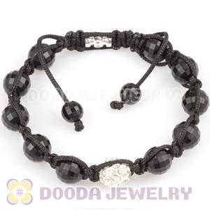 Wholesale handmade Bracelets with crystal and Faceted Black ABS plastic Beads