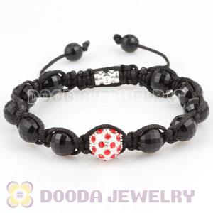 Wholesale handmade Bracelets with red crystal and Faceted Black ABS plastic Beads