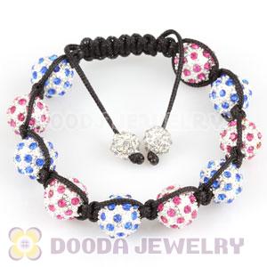 handmade Inspired Bracelets Wholesale with interval pink and blue Crystal Disco Beads 