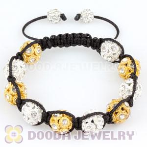 handmade Inspired Bracelets Wholesale with interval crystal silver and gold Plated hollow Ball Bead