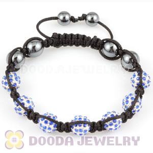 handmade Style TresorBeads Bracelets with Blue Crystal Ball and Hematite