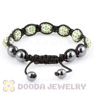 handmade Style TresorBeads Bracelets with green Crystal Ball and Hematite