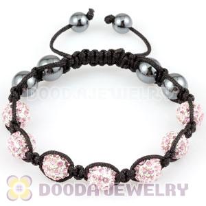 handmade Style TresorBeads Bracelets with pink Crystal Ball and Hematite